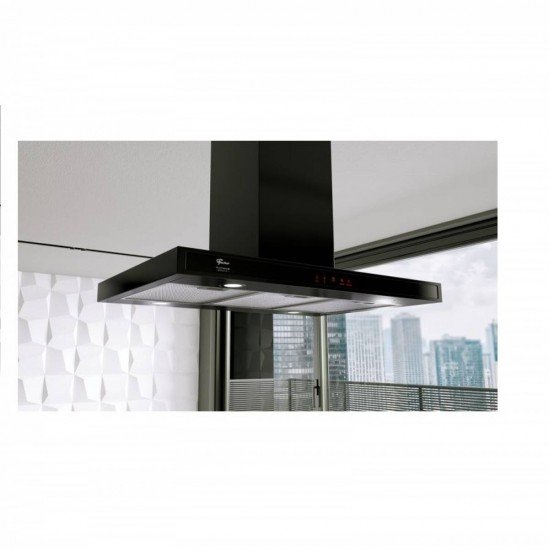 COIFA DE ILHA FISCHER PLATINIUM EBONY 90CM PRETA