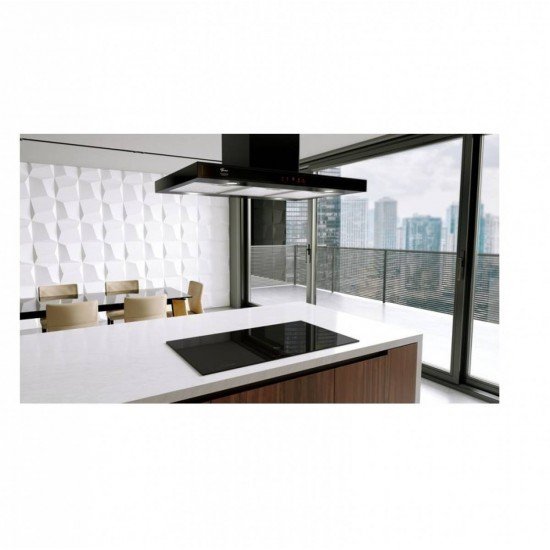 COIFA DE ILHA FISCHER PLATINIUM EBONY 90CM PRETA