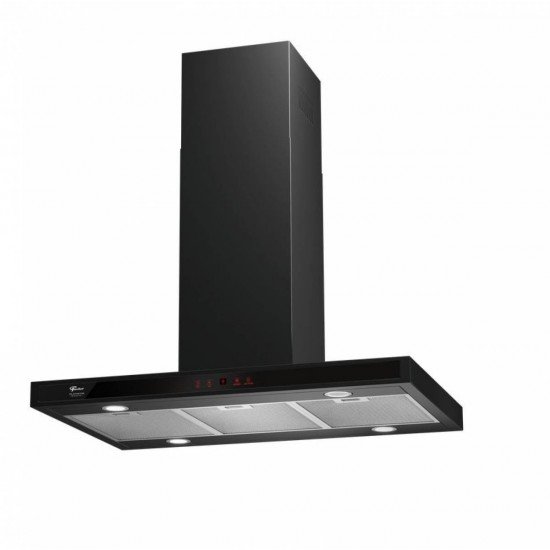 COIFA DE ILHA FISCHER PLATINIUM EBONY 90CM PRETA