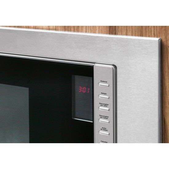 FORNO MICRO-ONDAS DE EMBUTIR FIT LINE 25 LITROS MOLDURA INOX FISCHER