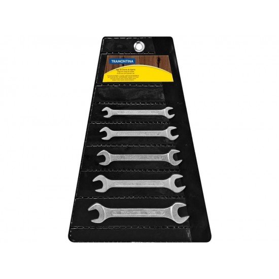 JOGO DE CHAVES FIXAS 5 PCS CORPO EM ACO ESPECIAL ACABAMENTO CROMADO BOCAS CALIBRADAS TRAMONTINA