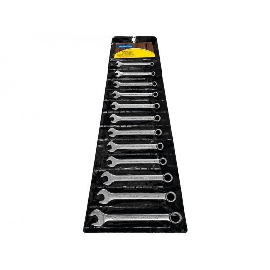 JOGO DE CHAVES COMBINADAS PESCOCO CURTO 12 PECAS CORPO ACO ESPECIAL ACABAMENTO CROMADO TRAMONTINA