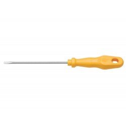 CHAVE DE FENDA PONTA CHATA 1 8X4 HASTE EM ACO ESPECIAL CABO INJETADO EM PP COR AMARELO TRAMONTINA