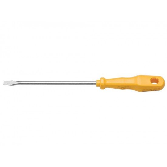 CHAVE DE FENDA PONTA CHATA 1 4X6 HASTE EM ACO ESPECIAL CABO INJETADO EM PP COR AMARELO TRAMONTINA