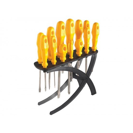 JOGO CHAVES DE FENDA 13 PECAS COM 6 CHAVES PONTA CHATA+6 PONTA CRUZADA+1 CLIP+SUPORTE TRAMONTINA