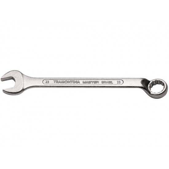 CHAVE COMBINADA COM PESCOCO 23MM FORJADA EM ACO ESPECIAL CROMADA BOCAS USINADAS TRAMONTINA