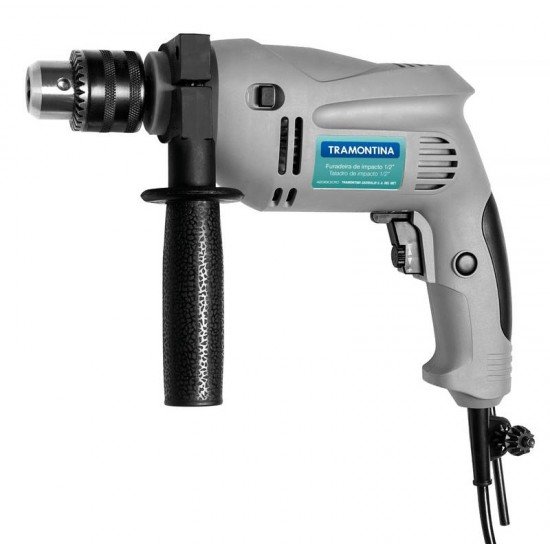 FURADEIRA DE IMPACTO 500W 3/8 PARA USO DOMÉSTICO COM EMPUNHADEIRA TRAMONTINA