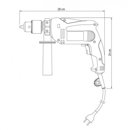 FURADEIRA DE IMPACTO 500W 3/8 PARA USO DOMÉSTICO COM EMPUNHADEIRA TRAMONTINA