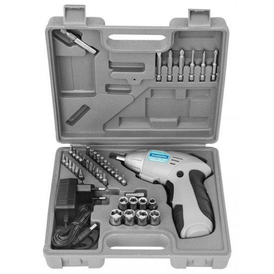 PARAFUSADEIRA 1 4 PARA USO DOMESTICO A BATERIA NI-CD 3,6 V COM MALETA E 46 PECAS TRAMONTINA