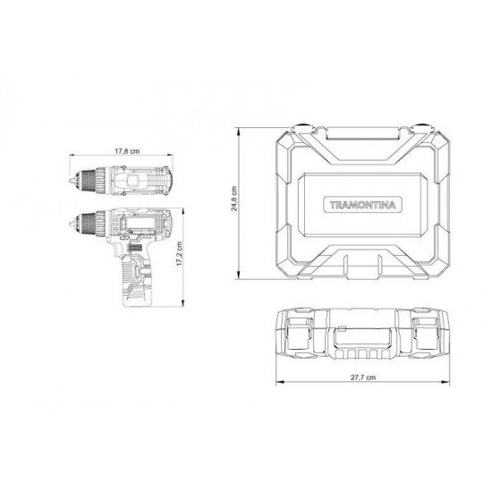 PARAFUSADEIRA FURADEIRA USO DOMÉSTICO 7,2 V COM MALETA 20 PEÇAS TRAMONTINA