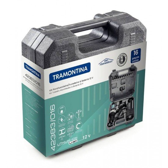 PARAFUSADEIRA BATERIA 12V 16 PECAS TRAMONTINA