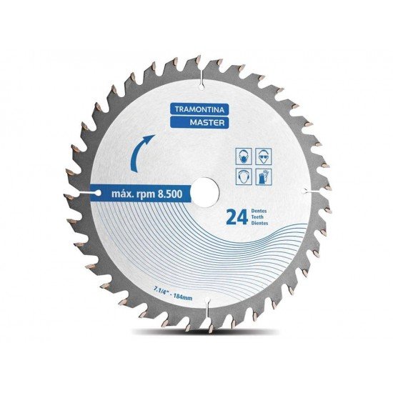 DISCO CORTE SERRA CIRCULAR 7.1 4 COM 24 DENTES EM METAL DURO ROTACAO MAXIMA 8500 RPM TRAMONTINA