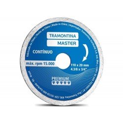 DISCO DIAMANTADO CONTINUO 4.3 8 CORPO ACO ESPECIAL TEMPERADO,VELOCIDADE MAXIMA 15000 RPM TRAMONTINA
