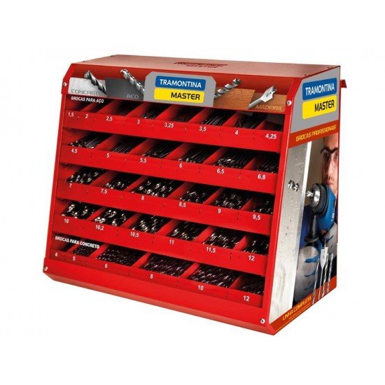 DISPLAY 400 BROCAS SENDO 346 BROCAS PARA ACO E 54 BROCAS PARA CONCRETO TRAMONTINA
