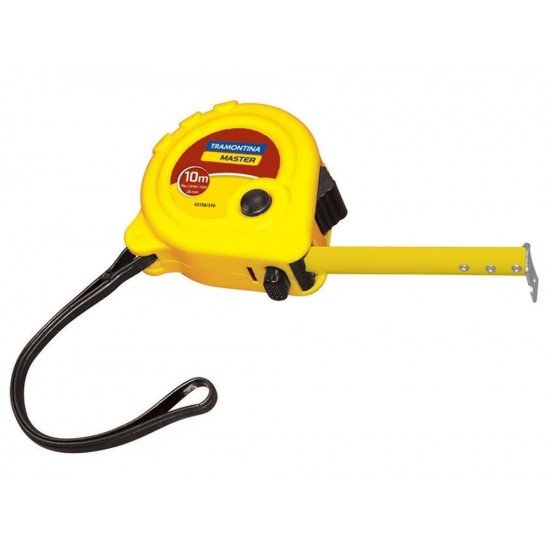 TRENA COM FITA DE ACO CAPACIDADE 10M CORPO EM ABS INJETADO FREIO DUPLO TRAMONTINA