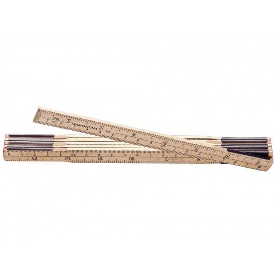 ESCALA METRICA DE MADEIRA 1M CORPO MADEIRA NATURAL GRADUACAO EM MILIMETROS E POLEGADA TRAMONTINA