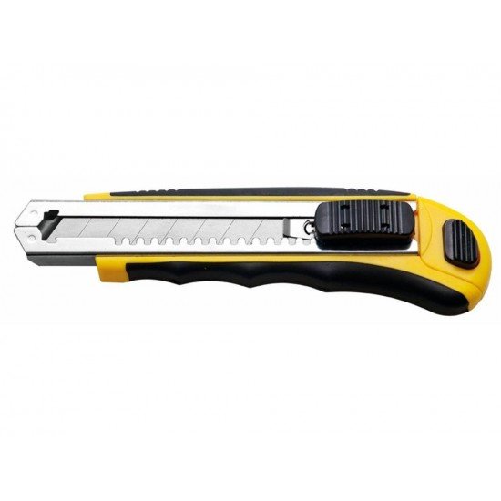 ESTILETE RETRATIL 6 CORPO DUPLA INJECAO 8 LAMINAS DE ACO ESPECIAL BOTAO TRAVA DA LAMINA TRAMONTINA