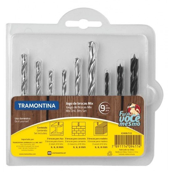 JOGO DE BROCAS MIX 9 PCS TRAMONTINA