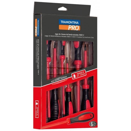 JOGO DE CHAVES DE FENDA ISOLADA IEC 60900 - 6 PECAS TRAMONTINA