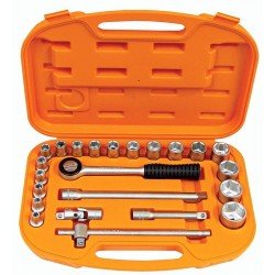 MALETA COM SOQUETES SEXATADOS E ACESSORIOS 1 2 MILIMETROS - 23 PECAS TRAMONTINA