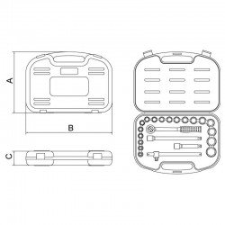 MALETA COM SOQUETES SEXTAVADOS E ACESSORIOS 1 2 MILIMETROS - 22 PECAS TRAMONTINA