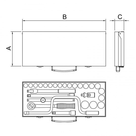 MALETA COM SOQUETES SEXTAVADOS E ACESSORIOS 1 2 MILIMETROS - 27 PECAS TRAMONTINA