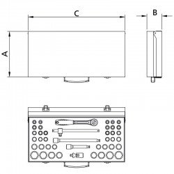 MALETA COM SOQUETES SEXTAVADOS E ACESSORIOS 1 2 MILIMETROS E POLEGADAS - 43 PECAS TRAMONTINA