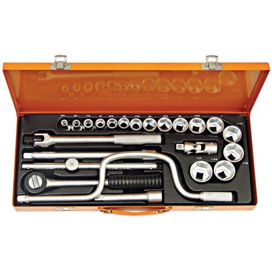 MALETA COM SOQUETES SEXTAVADOS E ACESSORIOS 1 2 POLEGADAS - 23 PECAS TRAMONTINA
