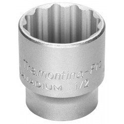 SOQUETE ESTRIADO EM ACO CROMO VANADIO 22 MM - ENCAIXE 1 2 TRAMONTINA