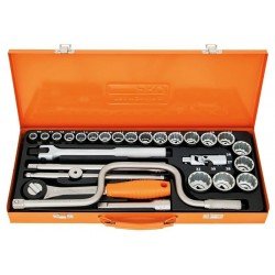 MALETA COM SOQUETES ESTRIADOS E ACESSORIOS 1 2 MILIMETROS - 27 PECAS TRAMONTINA