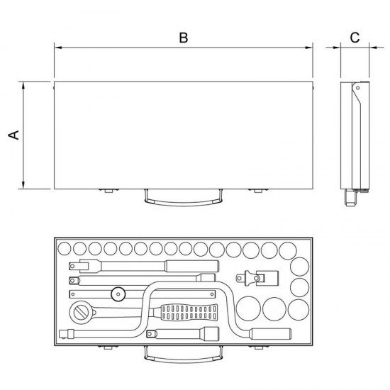 MALETA COM SOQUETES ESTRIADOS E ACESSORIOS 1 2 MILIMETROS - 27 PECAS TRAMONTINA