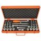 MALETA COM SOQUETES ESTRIADOS E ACESSORIOS 1 2 MILIMETROS E POLEGADAS - 43 PECAS TRAMONTINA