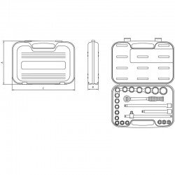 MALETA COM SOQUETES ESTRIADOS E ACESSORIOS 1 2 MILIMETROS - 22 PECAS TRAMONTINA