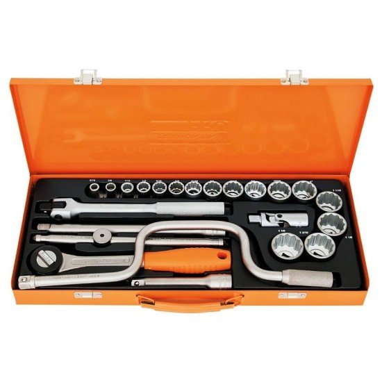 MALETA COM SOQUETES ESTRIADOS E ACESSORIOS 1 2 POLEGADAS - 23 PECAS TRAMONTINA