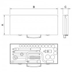 MALETA COM SOQUETES ESTRIADOS E ACESSORIOS 1 2 POLEGADAS - 23 PECAS TRAMONTINA