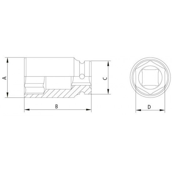 SOQUETE DE IMPACTO SEXTAVADO LONGO EM ACO CROMO MOLIBDENIO 19 MM - ENCAIXE 1 TRAMONTINA