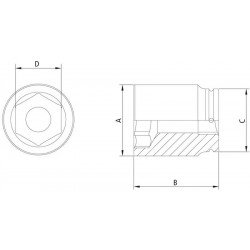 SOQUETE DE IMPACTO SEXTAVADO LONGO EM ACO CROMO MOLIBDENIO 41 MM - ENCAIXE 1 1 2 TRAMONTINA
