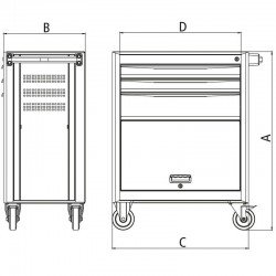 CARRO PARA FERRAMENTAS 3 GAVETAS E 1 PORTA TRAMONTINA