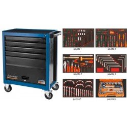 CARRO PARA FERRAMENTAS 5 GAVETAS E 1 PORTA 136 PECAS TRAMONTINA