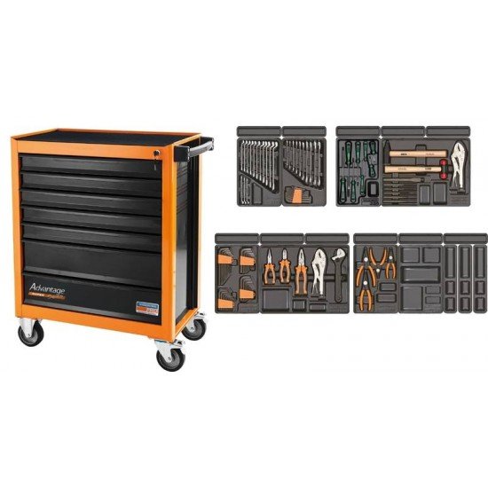 CARRO PARA FERRAMENTAS 7 GAVETAS 115 PECAS TRAMONTINA