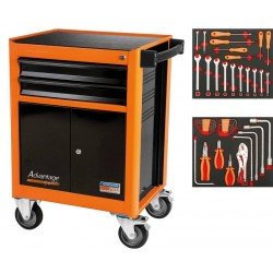 CARRO PARA FERRAMENTAS 2 GAVETAS E 2 PORTAS 45 PECAS TRAMONTINA