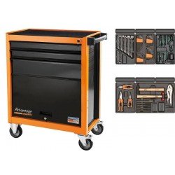 CARRO PARA FERRAMENTAS 3 GAVETAS E 1 PORTA 70 PECAS TRAMONTINA