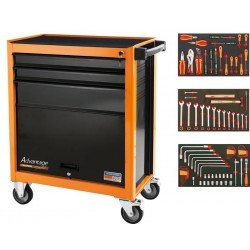 CARRO PARA FERRAMENTAS 3 GAVETAS E 1 PORTA 90 PECAS TRAMONTINA