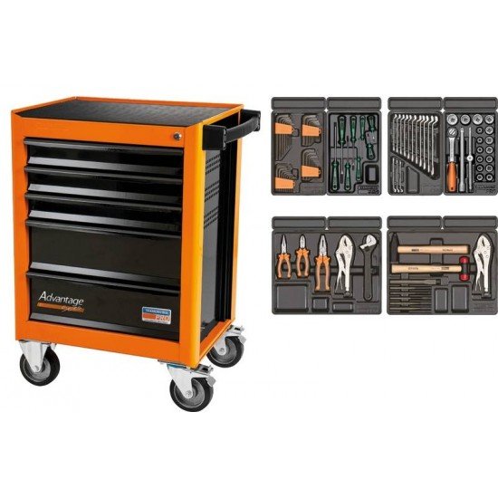 CARRO PARA FERRAMENTAS 5 GAVETAS 92 PECAS TRAMONTINA