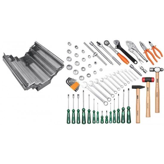 CAIXA SANFONADA EM ACO INOX COM FERRAMENTAS 65 PCS TRAMONTINA