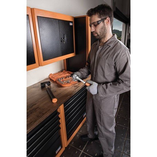 BANCADA ABERTA COM 2 GAVETAS E TAMPO METALICO TRAMONTINA