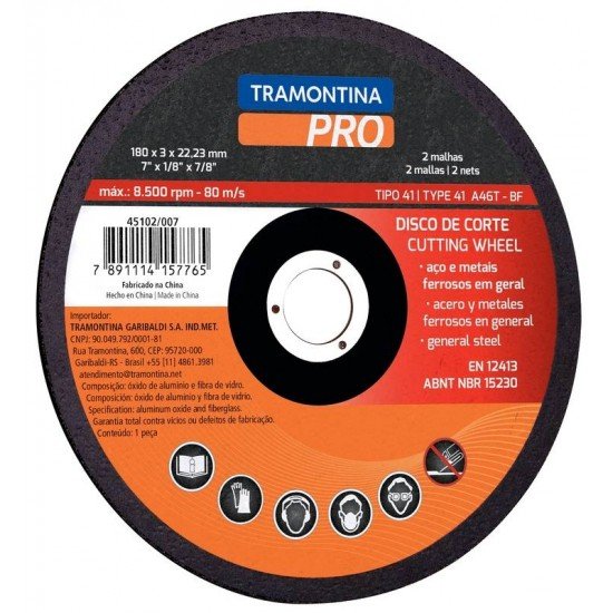 DISCO DE CORTE PARA ACO 12 TRAMONTINA