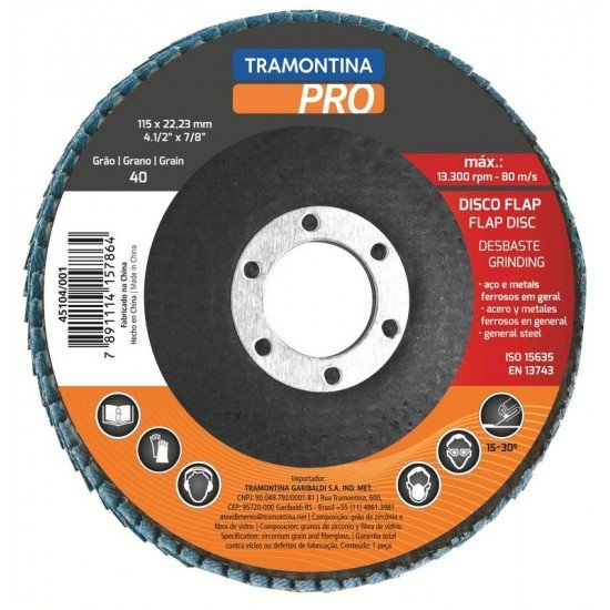 DISCO FLAP 4.1/2 - GRAO 60 TRAMONTINA