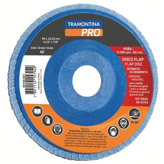 DISCO FLAP 4.1/2 - GRAO 120 TRAMONTINA