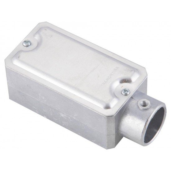 CONDULETE EM ALUMINIO TIPO E DE 1 COM TAMPA ESTAMPADA COM ROSCA BSP SEM PINTURA TRAMONTINA